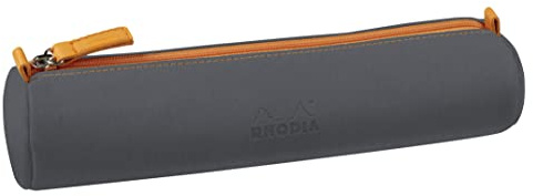 Rhodia 319046C Schlampermäppchen rund, 21,5x5,5cm Kunstleder Titan