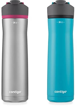 Contigo Cortland Chill 2.0 Water Bottle with AUTOSEAL Lid | Stainless Steel Water Bottle, 24 oz., 2-Pack, Juniper & Dragon Fruit