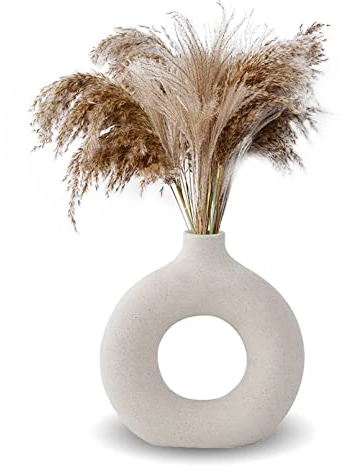 Donut Vase, Vase Nordic Ring Form Modern Deko, Handmade Vase Für Pampasgras, Matt Keramik Wohnzimmer Deko Vasen Für Dekoration Und Geschenk, L