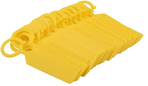 Joyzan Etichette per Piante da Appendere, Marcatori Appendere in Plastica Impermeabili Giardino dei Vivai Marcatore Picchetti Targhette Semi di Giardinaggio Esterna Etichetta Anello(Giallo)