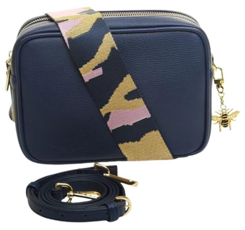 Alice Wheeler Kamera-Crossbody Soho Handtaschen Tasche mit doppeltem Reißverschluss, mit 2 Gurten und Bienenbefestigung, marineblau, One Size