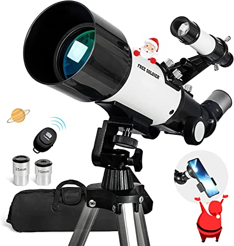 Teleskop Astronomie - Fernrohr Teleskop für Kinder & Erwachsene und Einsteiger 400x70mm Astronomisches Refraktor Teleskop mit FMC Optik Smartphone Adapter, Stativ, Weihnachts Geschenk für Kinder