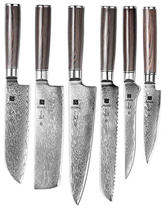 1-9pc Cuisine Couteau Set Professionnel Damas Chef Steel Pain PARING PARING SANTOKU SHARP NAKIRI COUTE COUTEAU COUTEAU COUTEAU COUTEAU couteau (Color : Grey)