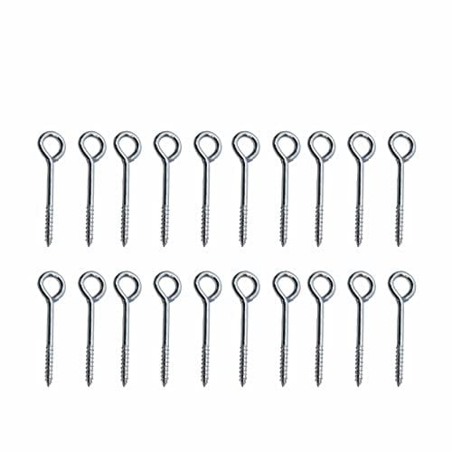 SUL Vine Eyes Screw 75mm (3 Inch) Zinc Plated Garden Eyes for Wire Screw Eyes, Long Screw Hooks for Indoor & Out Door Eye Screws Hooks, 75mm Self Tapping Screws Hooks (20 PK)