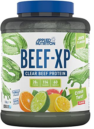 Applied Nutrition Beef-XP Clear Beef Protein Isolate - Citrus Twist | 27g Protein per Serving, Hydrolysed Beef Protein Isolate, Dairy & Lactose Free, Zero Sugar, Low Fat - (1.8kg - 60 Servings)