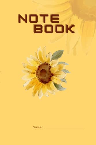 Notebook: Notebook, Sunflower notebook, parchment paper, yellow color,100Pages ,6 x 9 inches