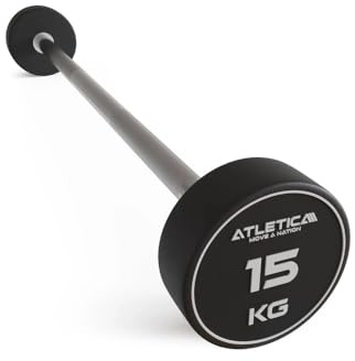 Atletica Langhantel | Kompakt | Premium Design und Qualität | Edel, robust und geruchsfrei | 90 cm Innenmaß | Ø 32-34 mm | Einzeln | 10 bis 50 kg