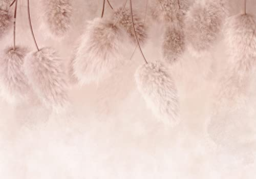 decomonkey Premium Fototapete Pflanzen Abstrakt 400x280 cm Design Tapete XXL Fototapeten Vlies Tapeten Vliestapete Wandtapete moderne Wand Schlafzimmer Wohnzimmer Betonoptik Blumen Boho Rosa Beige