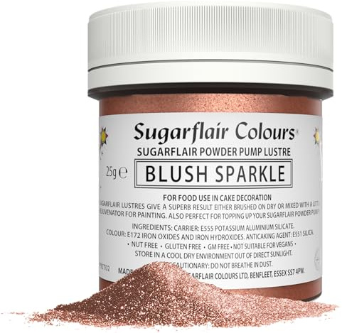 Sugarflair Blush Sparkle Edible Glitter Dust Powder Pump Refill Tub - Food Colouring Powder, Edible Colour Dust, Brush On, Spray, or Add Rejuvenator to Create Eye-Catching Paint Effect - 25g