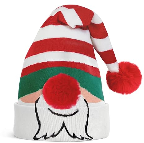 JAP Weihnachtsmütze - Red Nose Elf - Beanie - Wintermütze mit Pompom - Unisex - Grau