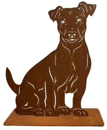 Terma Stahldesign Rost Hund Jack Russel Terrier 50cm Lebensgroß Handmade Germany tolle Gartendeko aus Metall Figur deko Geschenk Rostfigur Garten deko Gartenfigur, hundegrab deko