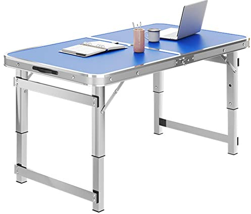 Klappbarer Campingtisch aus Aluminium, höhenverstellbar 38/44/50 cm, tragbare Picknicktische für den Außenbereich, klappbar, Aktentasche, Campingtische für Grillaktivitäten auf Reisen (Farbe: Blau