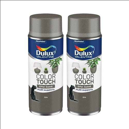Dulux Valentine Peinture Intérieure et Extérieure Aérosol Color Touch - Effet Sablé Gris 400 ml - Lot de 2