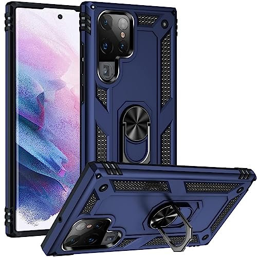 CoolGadget Defender Case für Samsung Galaxy S23 Ultra, Robuste Schutzhülle mit Ringhalter und Ständer, Blau