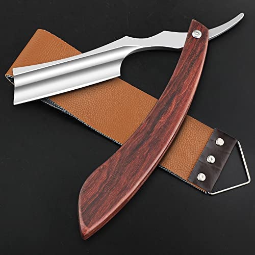 M&LD Single Edge Cut Throat Razor Kit - Straight Razors with Stainless Steel Blades & Leather Sharpener - Salon & Home Shaving Gift for Fathers