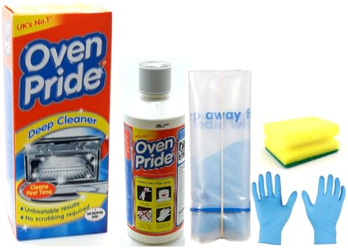 Oven Cleaner (1X 500 ML Bottle) - Oven Pride Complete Oven Cleaning Kit with Large Strong Bag for Rack, Instructions and Safety Gloves Included- Bundled with Scrubbing Sponge