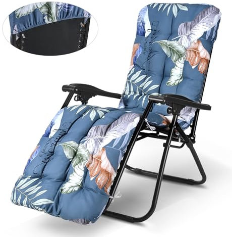 WildFun Sun Lounger Cushions Only, 170 * 53 * 8cm Garden Recliner Chair Sunlounger Cushions Replacement with Non-Slip Top for Indoor Outdoor Garden Patio Beach (Dark Blue)