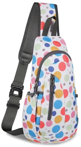 TITECOUGO Rucksack for Men Backpack Shoulder Bag Sling Small Bag Women Gym Bags Cross Body Running Work Healthy Back Chest Pouch Backpacks Daypack Camp Day Packs Sports Lightweight Colored Dots