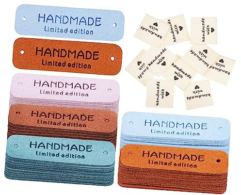 STOBOK 60 Stk Kleidungs Etikett Handgefertigte Lederetiketten Kleideretikett Aufnähen Handmade Label Handwerk Das Handgefertigte Material Mikrofaser Das Schild Häkeln