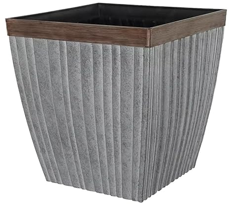 Muddy Hands 43 Litre Galvanised Large Plant Pot Outdoor Garden Square Plastic Flower Tree Planter