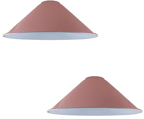 DCVOLTAGE 2 Stück Moderne Deckenlampe Lampenschirm Rosa Metall Kegelform Pendelleuchte E27 Sockel Hängeleuchte für Schlafzimmer Flur Büro Café Restaurant