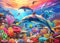 Puzzles 500 Pieces for Adults jigsaw puzzles for adults 500 Piece Puzzle Educational Games Age 12+ -Mesmerizing Dolphins Puzzle