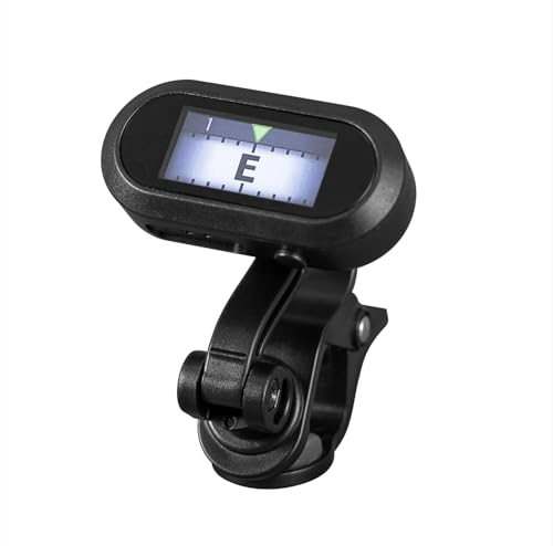 Cascha Chroma-Clip Tuner mit Farbdisplay - Präzises Stimmgerät für Gitarre, Bass, Ukulele und Violine - 360° drehbares Display, einfache Bedienung, ideal für Anfänger und Profis