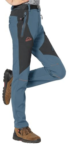Rdruko Skihose Damen Wasserdicht Winterhose Gefüttert Warme Softshellhose Winter Outdoorhose Winddicht Thermohose für Outdoor-Aktivitäten (Graublau, XS)