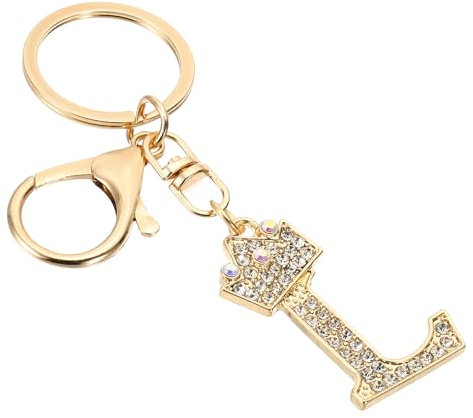 PATIKIL Porte Clef de Lettre, Charme de Design de Couronne de Lettre L avec des Diamants en Cristal Pendentifs Décoratifs d'Alphabet pour Sac à Dos Artisanal, Ton Or