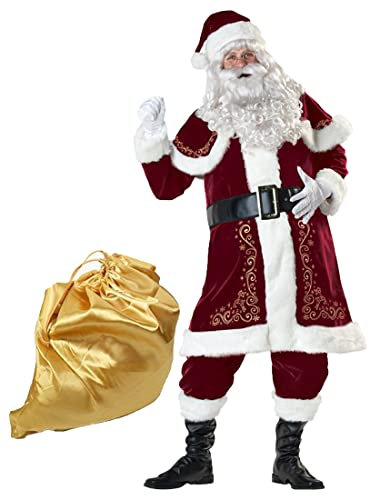 Blucielo Weihnachtsmann Kostüm komplett Nikolauskostüm Santa Claus-Erwachsenenkostüm für Weihnachten - Kostüm für Nikolaus Herren & Erwachsene Männer(XL)
