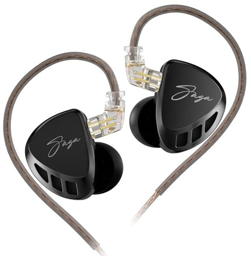 KZ Saga in-Ear Monitor, High-performance Inner Magnetic Dynamic Driver HiFi Bass IEM, Clarity in All Frequency Stereo Sound Comfortable Headphones for Audio Engineers, Musicians (Bass Improved, Nomic)