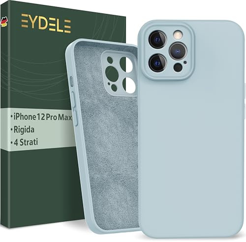 EYDELE 4-Lagige Hülle für iPhone 12 Pro Max - Gummierte Handyhülle mit Soft Inlay | Hardcase Cover | Silicone Coating - Schutzhülle in Himmelblau