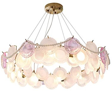 Lampe Suspendue, Lustre Romantique pour Foyer, Salon, Chambre, Cuisine, îlot, Lustre Moderne en Forme de Coquillage, Lampe Suspendue de Luxe, Lampe de Plafond en Cristal et en Verre.