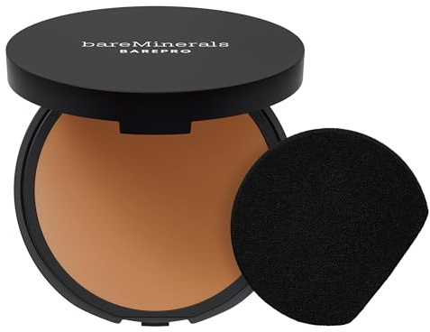 bareMinerals BAREPRO Skin-Perfecting Powder Foundation - Mattierende Kompaktpuder-Foundation mit voller Deckkraft, pflanzlichem Squalan, talkfrei, ölkontrollierend, vegan