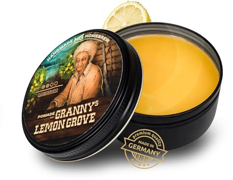 MG Pomade GRANNY'S LEMON GROVE, Damen und Herren, wasserfest und pflegend, ölbasierte Haarpomade, Natürliche Wachs-Formulierung für mittleren Halt und schönen Glanz, Haar Wax,
