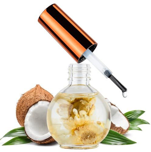 Cuticle Oil, Nail Oil Infused with Real Flowers, 15 ML Hydrates, Moisturizes, Strengthens, Repairs, Revitalizing for Nails Damage Dry Cuticle, Nail Treatment, Coconut