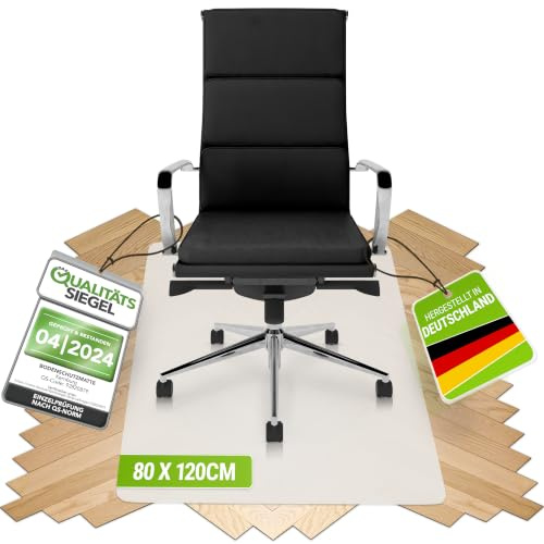 Kernburg Bodenschutzmatte für Bürostühle 80x120 cm transparent, rutschfest | Schützt Laminat, Parkett und Fliesen. Geräuschdämmend, transparent und ideal als Schreibtischstuhl-Unterlage im Homeoffice.