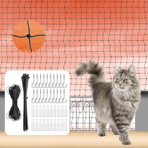 AEMCHDM Premium Katzennetz für Balkon,Katzenschutznetz, Verstärktes Katzennetz, Zur Sicherung von Balkon, Terrassen, Fenstern, Türen, Katzenschutznetz aus Nylon-Multifilament (8x3M)