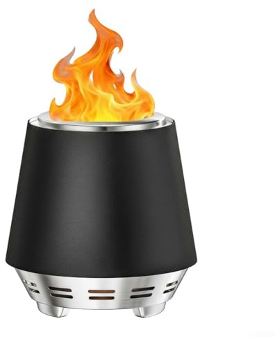 Rauchfreies Tischfeuer aus Edelstahl, tragbares Design und Aschekanne für Camping oder Versammlungen im Freien, Schwarz, 21 cm