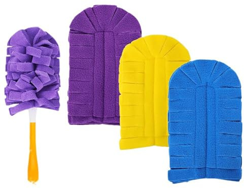 360° Electrostatic Duster Refills, 3/4/5/6/10 Pack Washable Reusable Microfiber Heads for Cleaning, Sustainable Kit Compatible with Standard Handles, Trap Dust & Hair for Home (3)