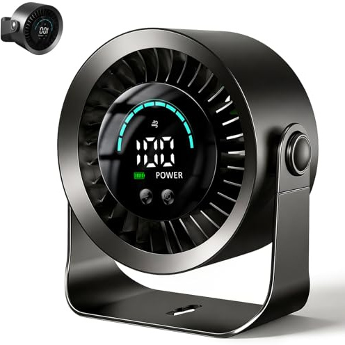 DDKJ Ventilador de Mesa Silencioso,100 Ajustes Continuos,Pantalla LED,4000mAh USB Recargable,Batería Hasta 13 Horas,2 en 1 Ventilador de Escritorio/Pared para Casa,Oficina, Cocina-Negro