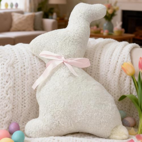 Osterdeko Hase Kissen, Osterhase Kissen Osterkissen Kissenhülle Ostern Deko Dekokissen Hasenform Plüschkissen Frühlingsdeko Zierkissen Plüsch Osterhasen Sitzkissen Wohnkissen für Wohnzimmer (A)