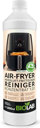 BIOLAB Airfryer Reiniger Konzentrat (1000 ml) Starker Fettlöser für Air Fryer & Heißluftfritteuse - Entfernt eingebranntes Fett & Öl - Schonend für Antihaft-Beschichtung - Küchenreiniger