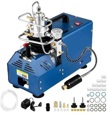 1800W High Pressure PCP Air Compressor Pump 4500PSI/30MPA/300BAR Manual Stop for Paintball, Rifle, Diving Bottle