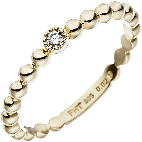 Jobo Damen-Ring Kugel-Ring aus 14 Karat 585 Gold mit Diamant