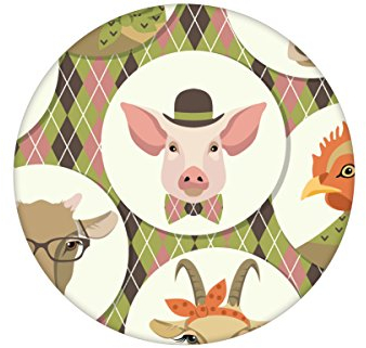 Moderne Tapete in oliv - großFunny Portrait Gallery mit lustigen Tieren auf Schotten Karo angepasst an CMYK Wandfarben - Vliestapete Tiere GMM Wandtapete (H: 1,5m B: 46.5cm)