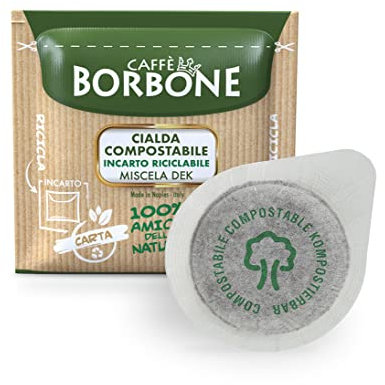 Caffè Borbone Dosette Compostable, Mélange Décaféiné - 50 Dosettes de Café - Système ESE