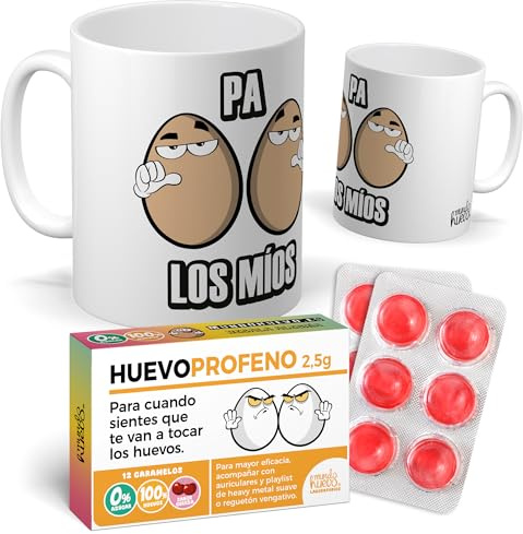 Pack taza divertida Pa’ los míos + caramelos HuevoProfeno | Regalo original gracioso para amigos, cumpleaños y ocasiones especiales