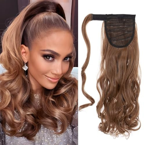 Silk-co Ponytail Extension Coleta Postiza con Pinza Pelo Sintético Se Ve Natural Extensiones de Cabello Clip Cola Rizada Ondulada # Negro (43cm,90g)