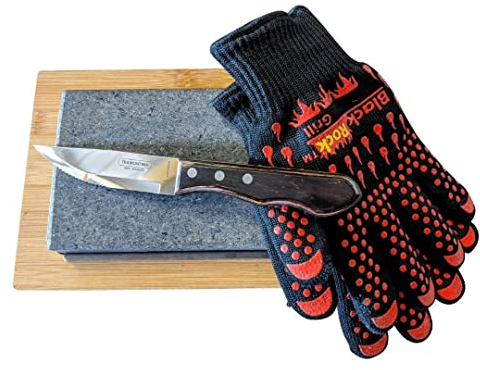 Black Rock Grill Lava Stone Steak Cooking Rock Set, Hot Stone Cooking (One Gift Set)